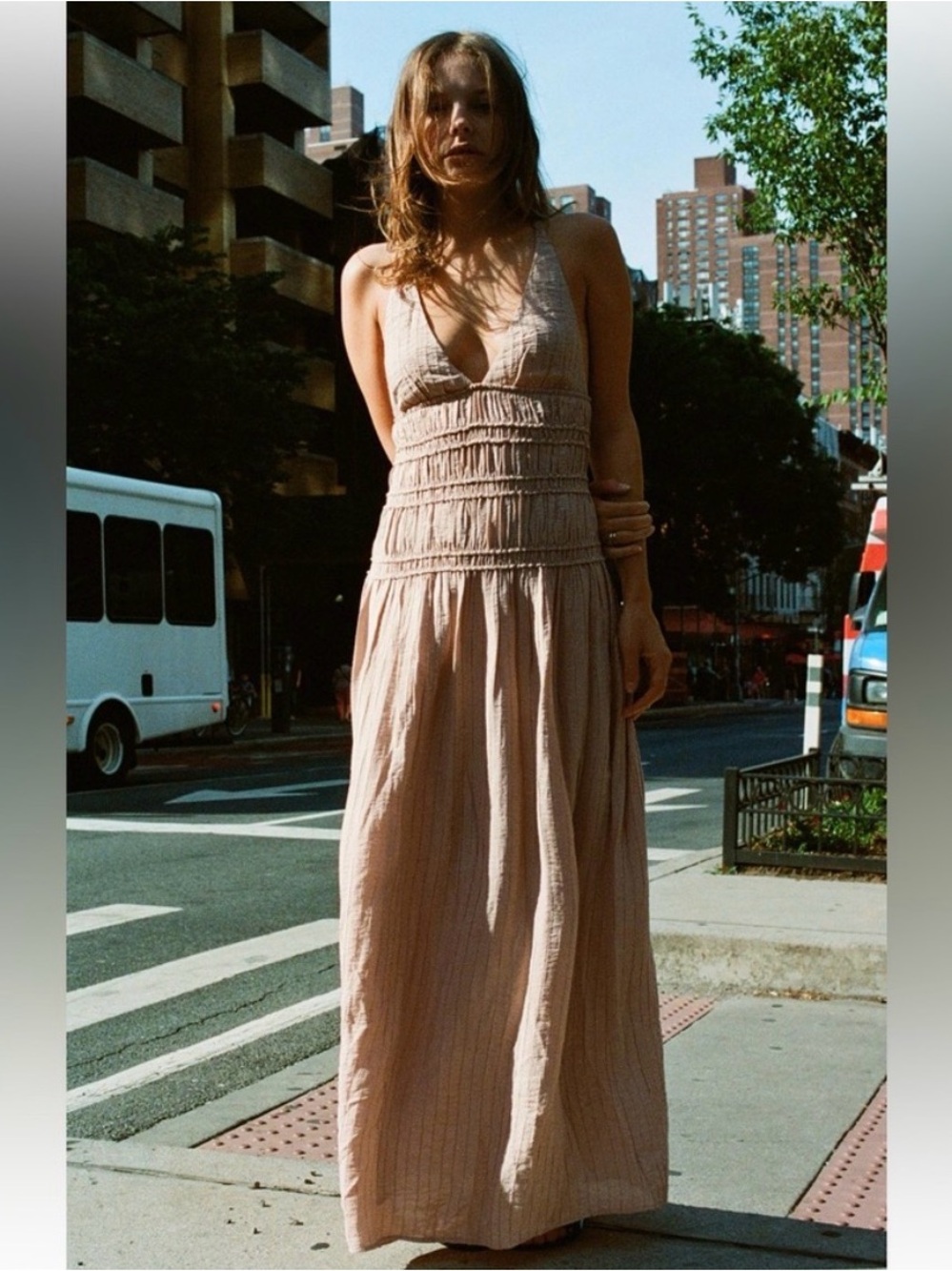 Zara Blush Pink Sleeveless V-Neck Maxi Dress